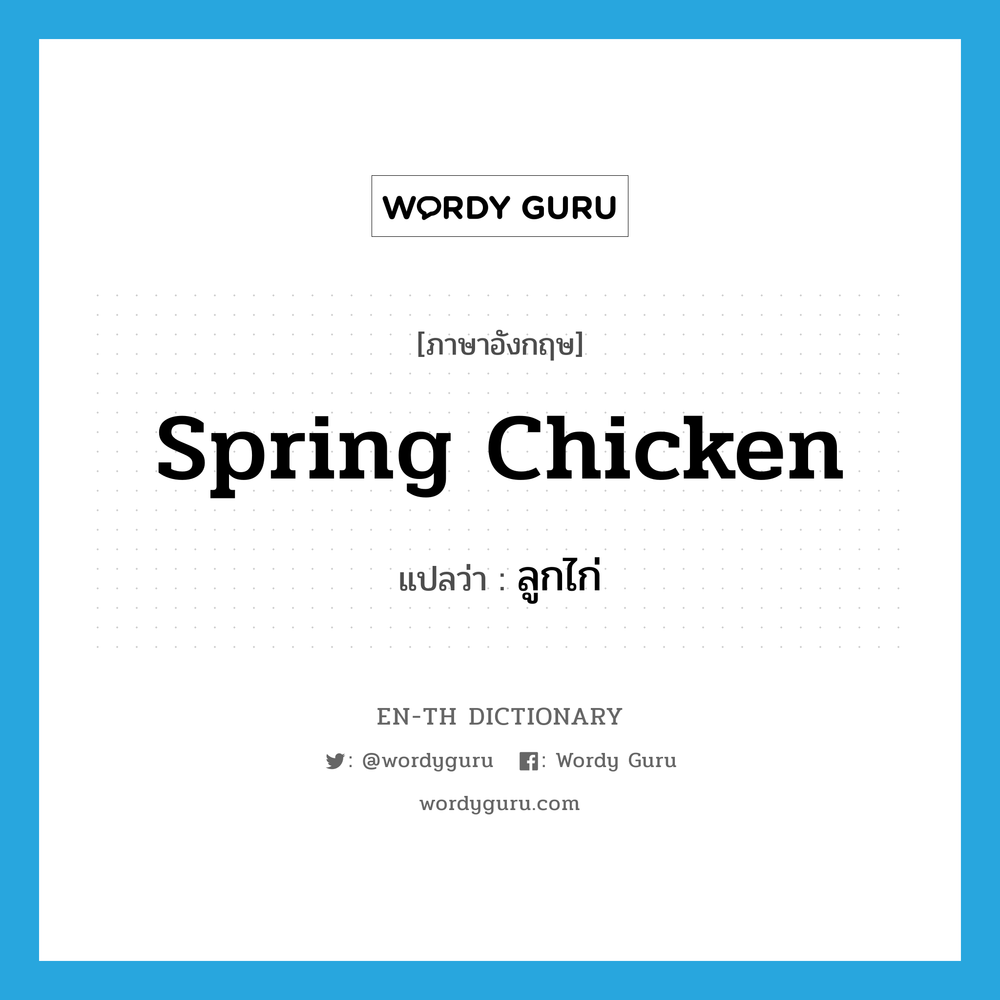 spring chicken แปลว่า?, คำศัพท์ภาษาอังกฤษ spring chicken แปลว่า ลูกไก่ ประเภท N หมวด N