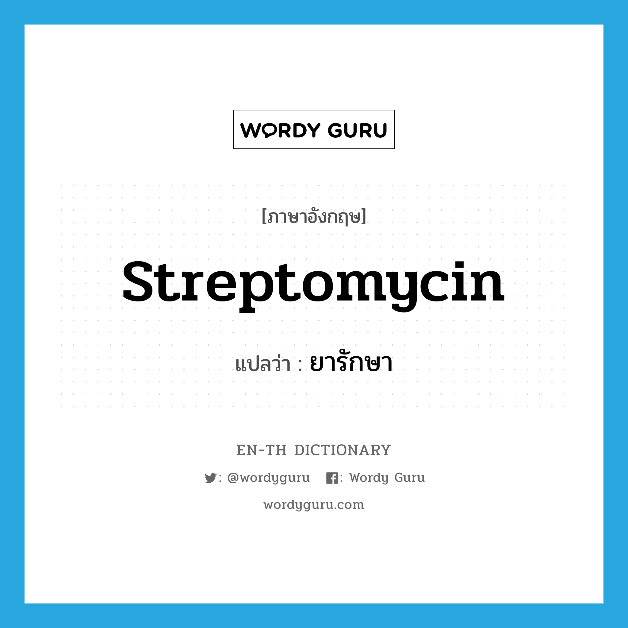 streptomycin แปลว่า?, คำศัพท์ภาษาอังกฤษ streptomycin แปลว่า ยารักษา ประเภท N หมวด N
