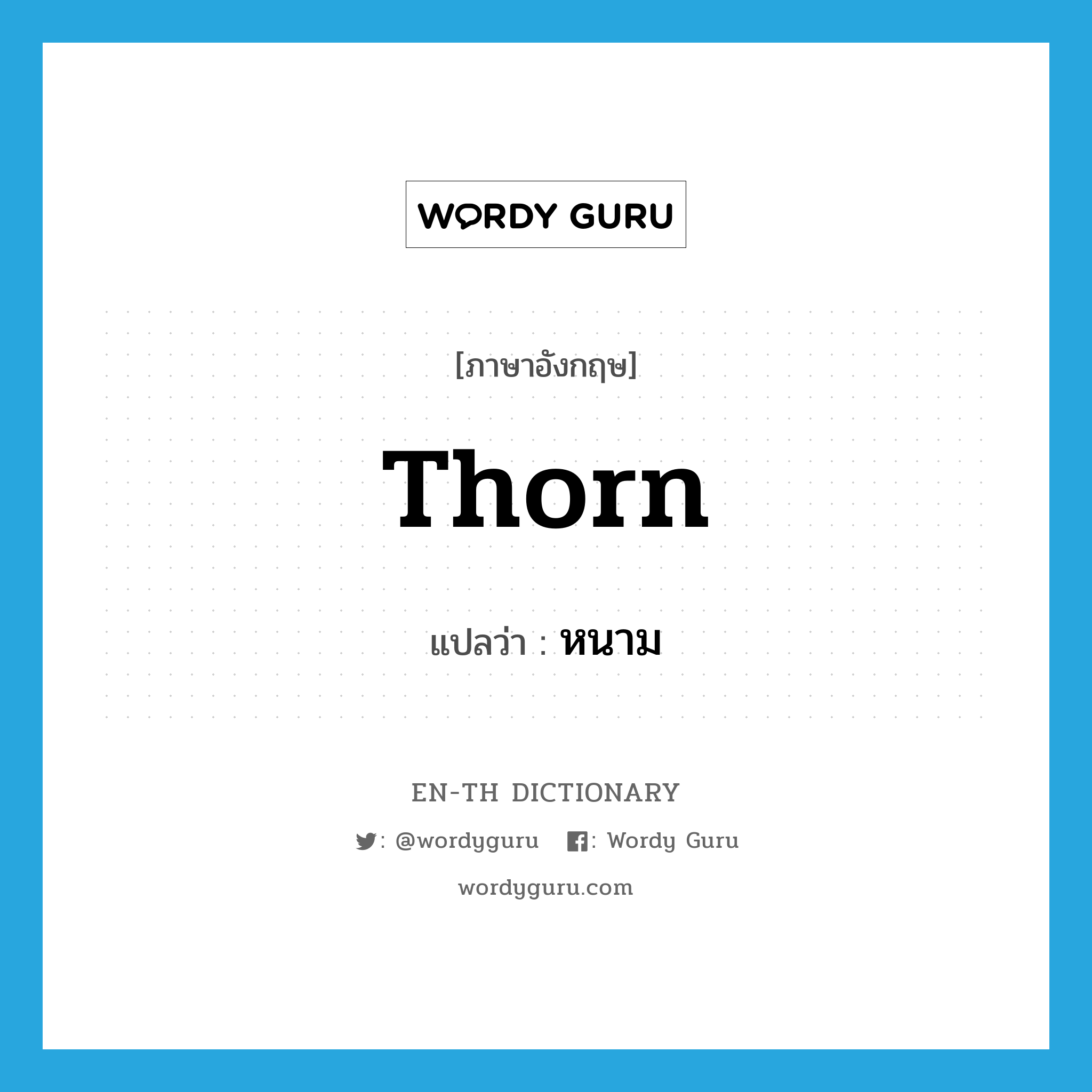 thorn แปลว่า?, คำศัพท์ภาษาอังกฤษ thorn แปลว่า หนาม ประเภท N หมวด N