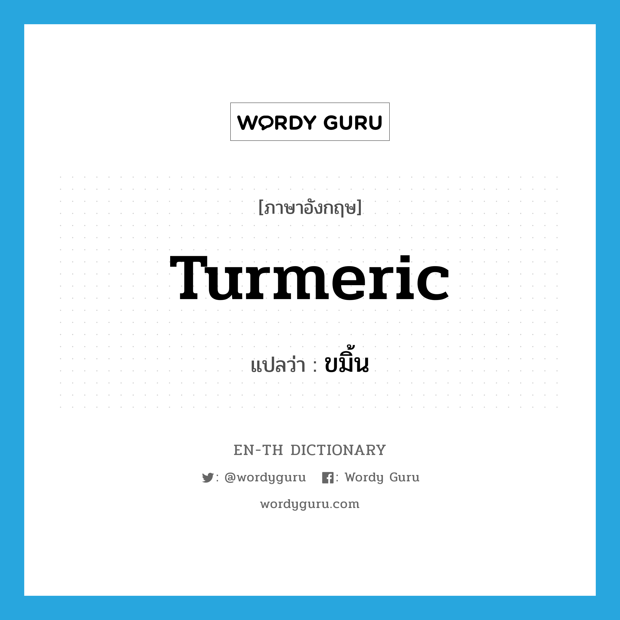 turmeric แปลว่า?, คำศัพท์ภาษาอังกฤษ turmeric แปลว่า ขมิ้น ประเภท N หมวด N