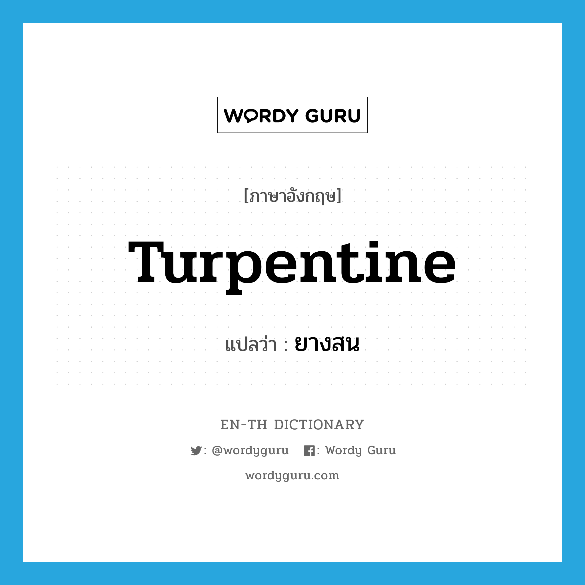 turpentine แปลว่า?, คำศัพท์ภาษาอังกฤษ turpentine แปลว่า ยางสน ประเภท N หมวด N