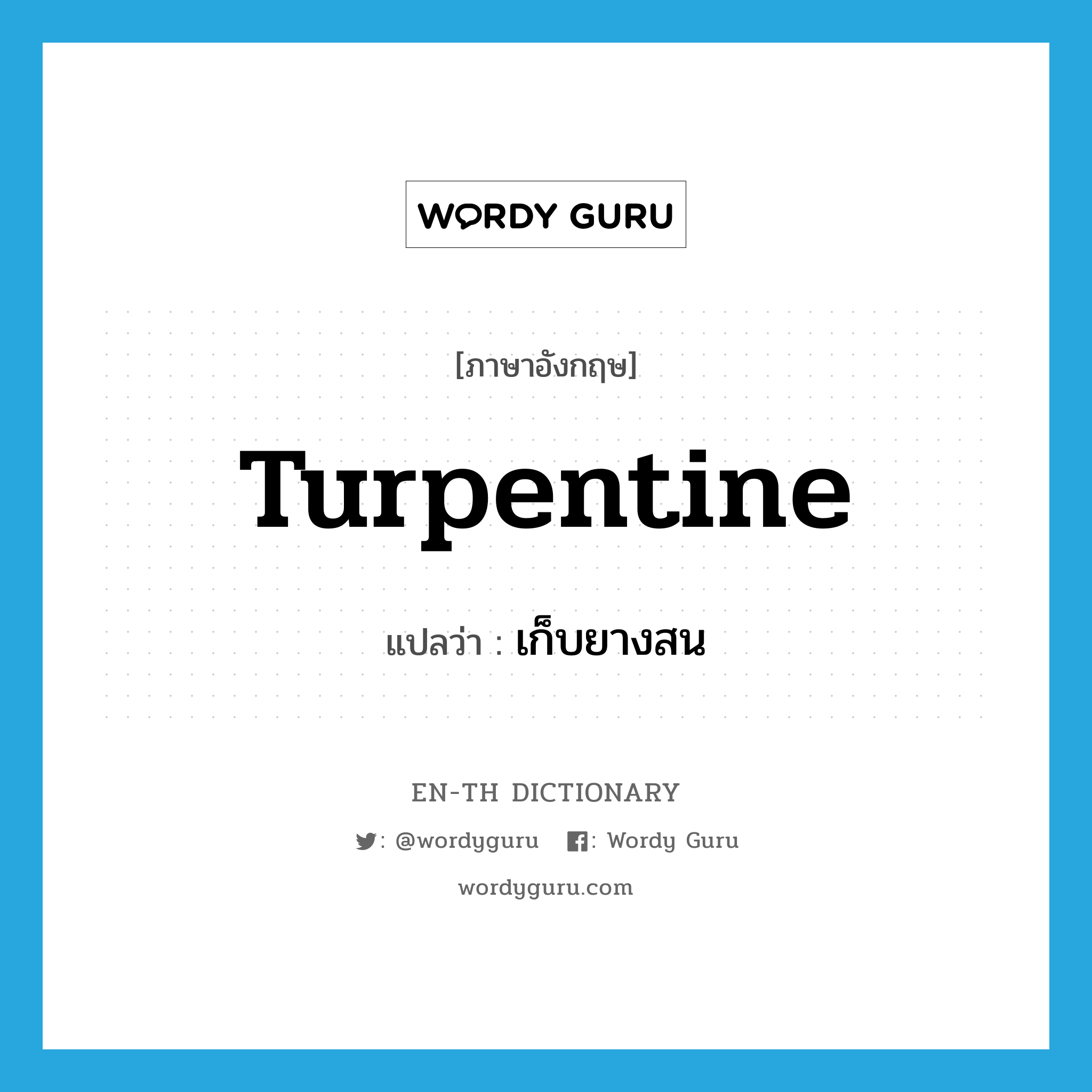 turpentine แปลว่า?, คำศัพท์ภาษาอังกฤษ turpentine แปลว่า เก็บยางสน ประเภท VT หมวด VT