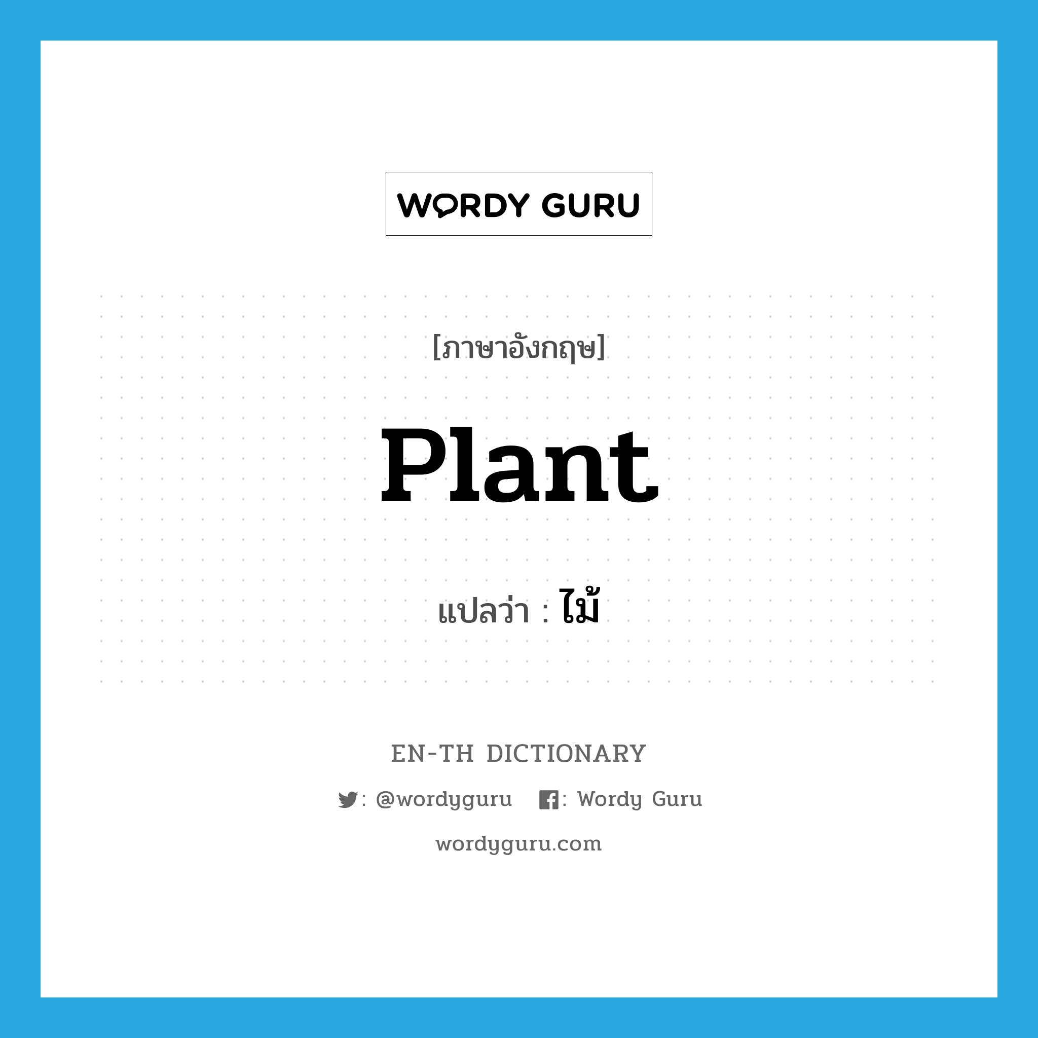 plant แปลว่า?, คำศัพท์ภาษาอังกฤษ plant แปลว่า ไม้ ประเภท N หมวด N