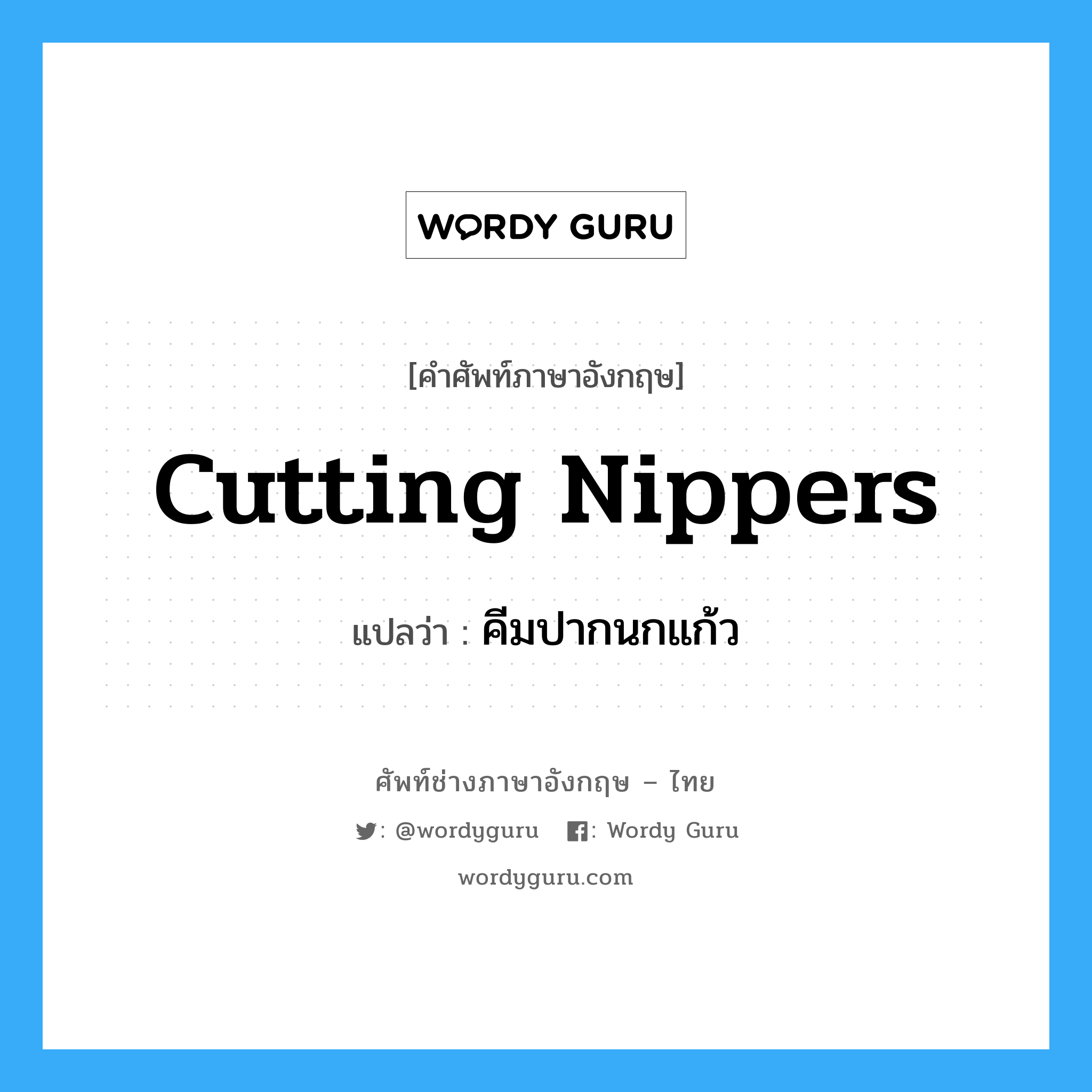 cutting nippers แปลว่า?, คำศัพท์ช่างภาษาอังกฤษ - ไทย cutting nippers คำศัพท์ภาษาอังกฤษ cutting nippers แปลว่า คีมปากนกแก้ว