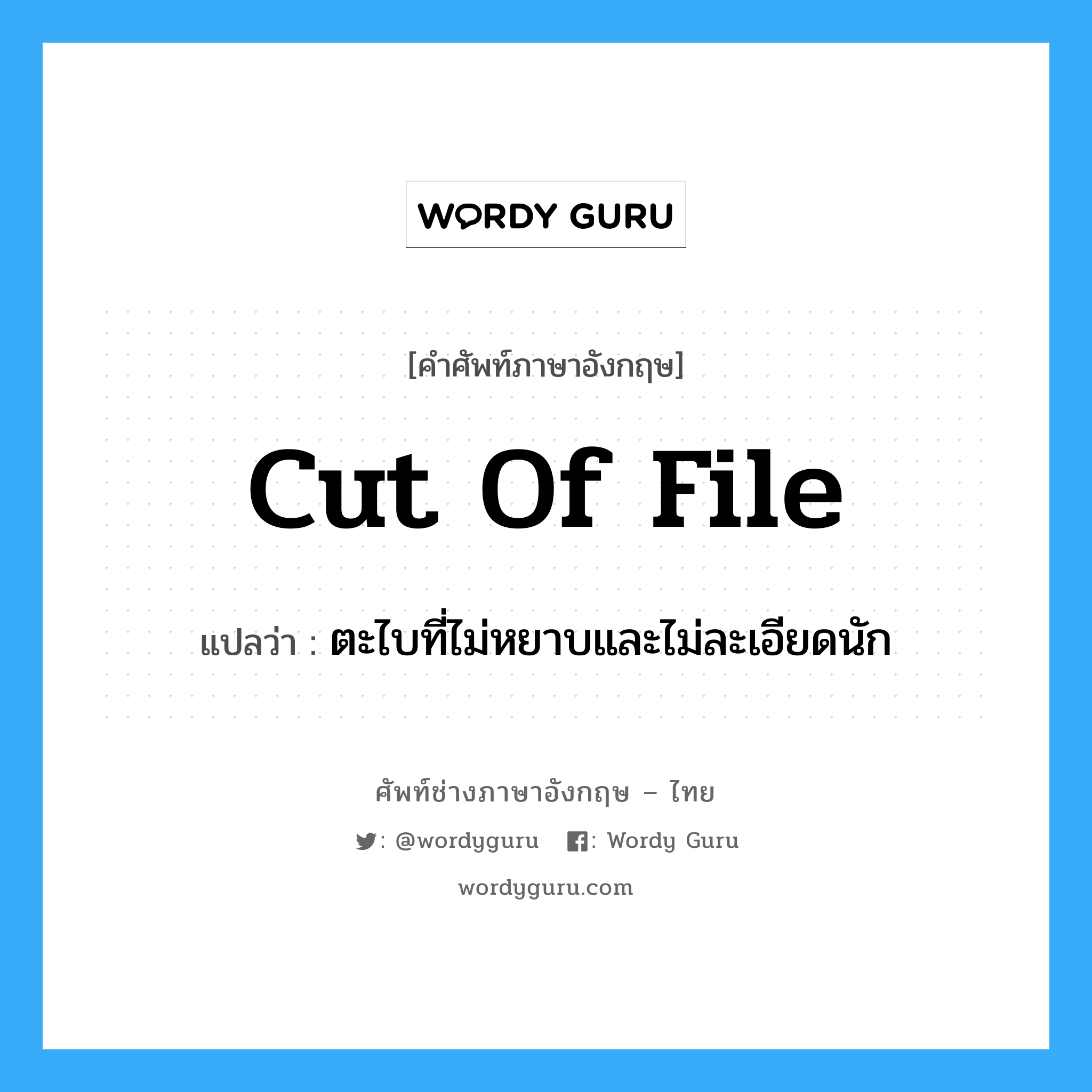 cut of file แปลว่า?, คำศัพท์ช่างภาษาอังกฤษ - ไทย cut of file คำศัพท์ภาษาอังกฤษ cut of file แปลว่า ตะไบที่ไม่หยาบและไม่ละเอียดนัก