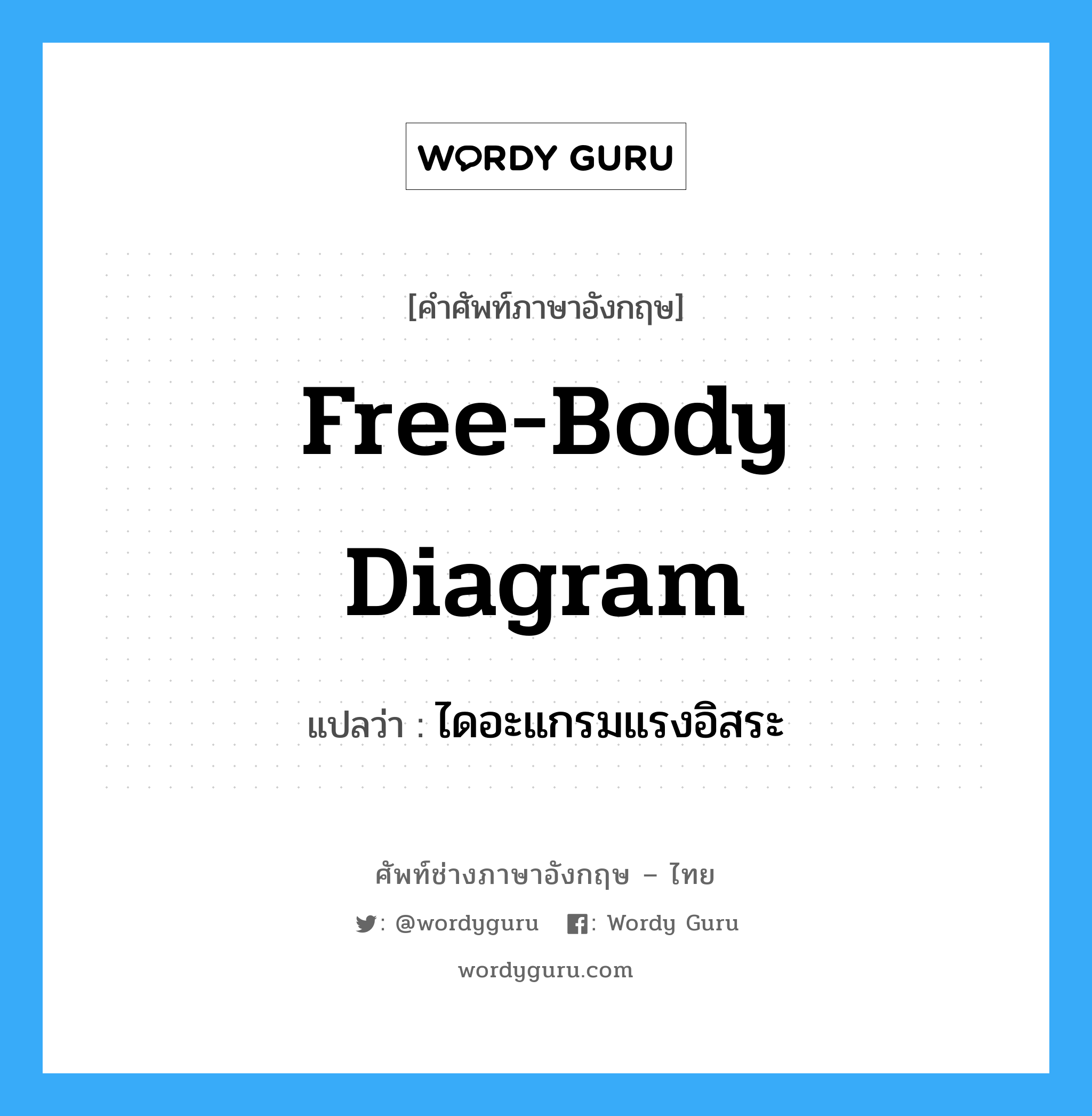 Free-Body Diagram แปลว่า?, คำศัพท์ช่างภาษาอังกฤษ - ไทย Free-Body Diagram คำศัพท์ภาษาอังกฤษ Free-Body Diagram แปลว่า ไดอะแกรมแรงอิสระ
