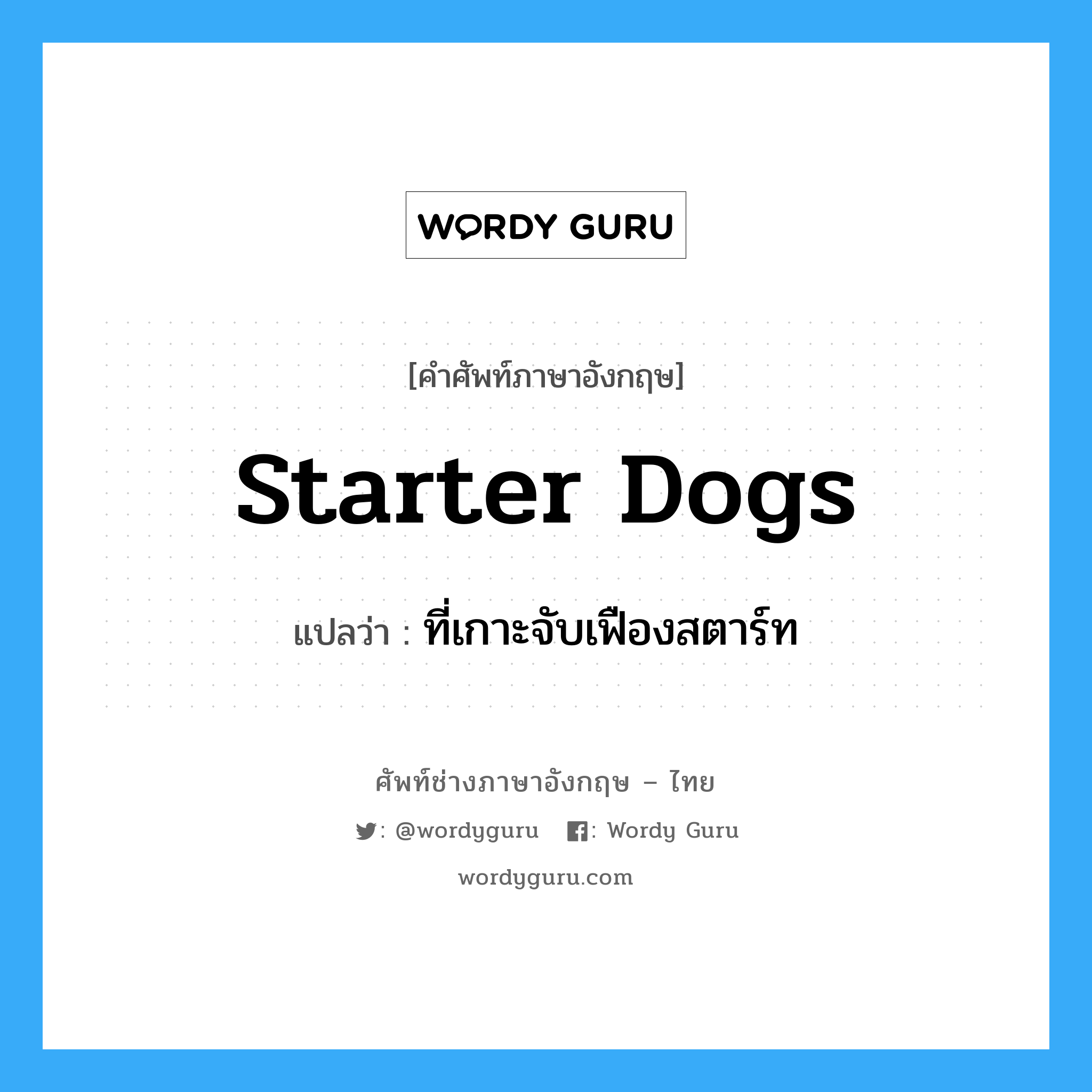 starter dogs แปลว่า?, คำศัพท์ช่างภาษาอังกฤษ - ไทย starter dogs คำศัพท์ภาษาอังกฤษ starter dogs แปลว่า ที่เกาะจับเฟืองสตาร์ท