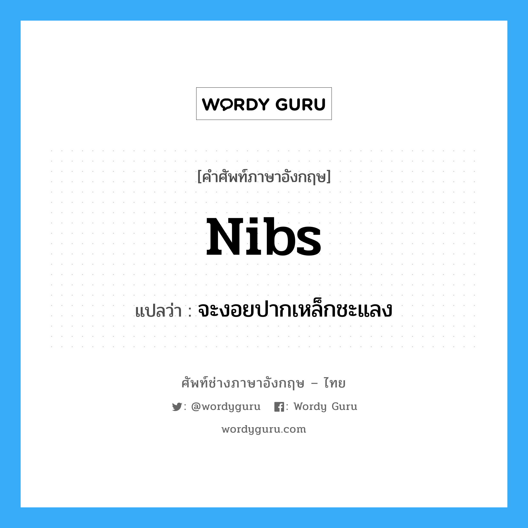 nibs แปลว่า?, คำศัพท์ช่างภาษาอังกฤษ - ไทย nibs คำศัพท์ภาษาอังกฤษ nibs แปลว่า จะงอยปากเหล็กชะแลง