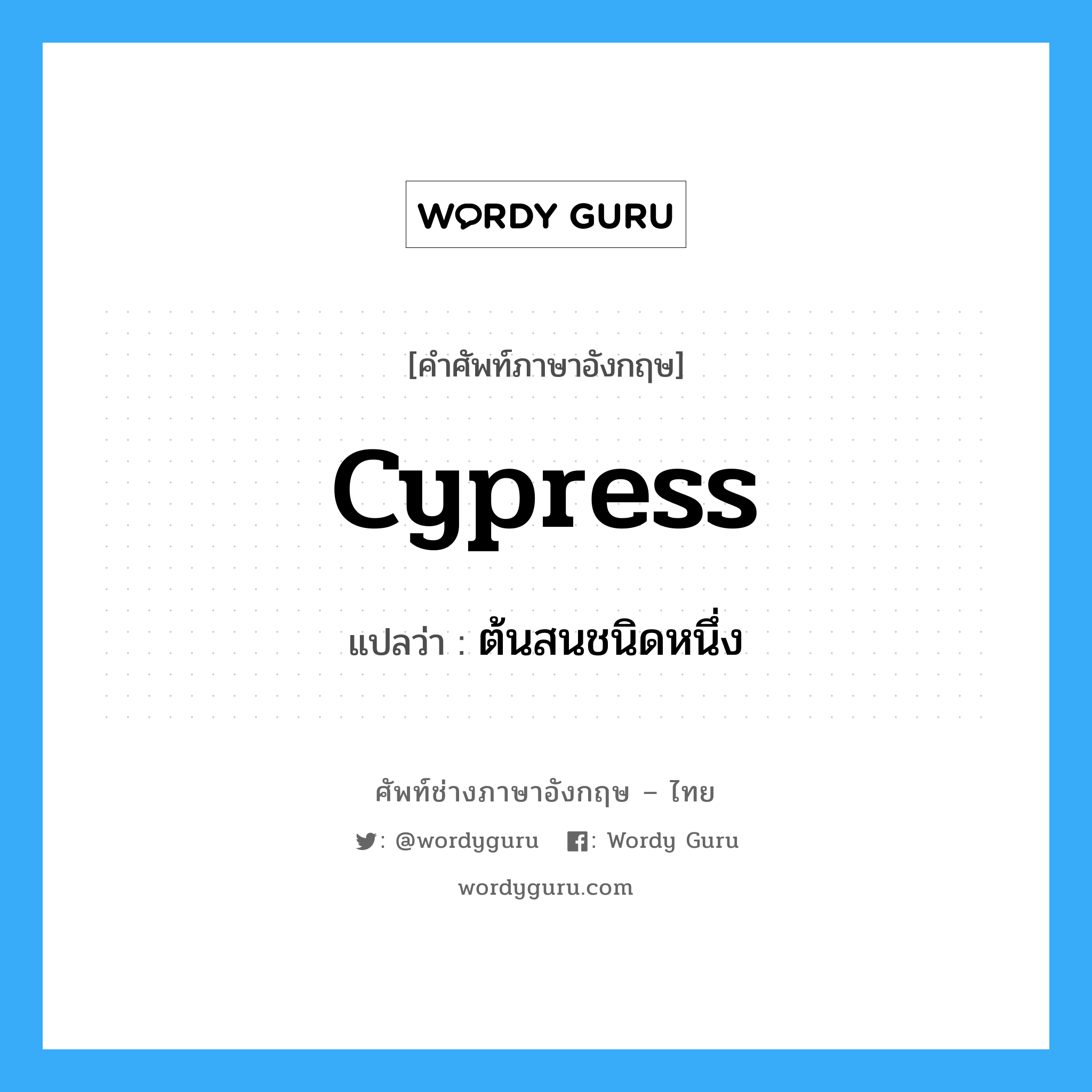 cypress แปลว่า?, คำศัพท์ช่างภาษาอังกฤษ - ไทย cypress คำศัพท์ภาษาอังกฤษ cypress แปลว่า ต้นสนชนิดหนึ่ง