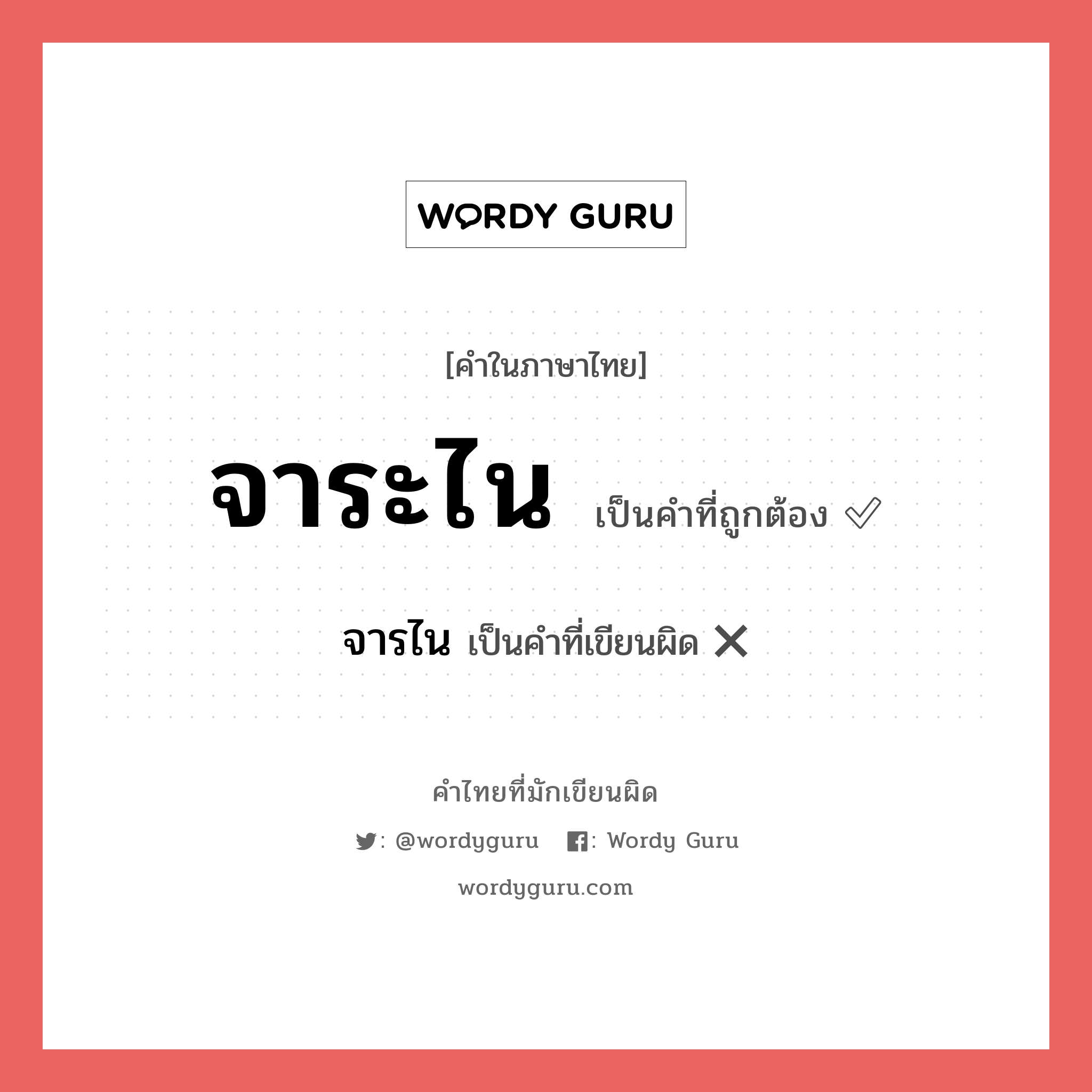 จารไน หรือ จาระไน คำไหนเขียนถูก?, คำในภาษาไทยที่มักเขียนผิด จารไน คำที่ผิด ❌ จาระไน
