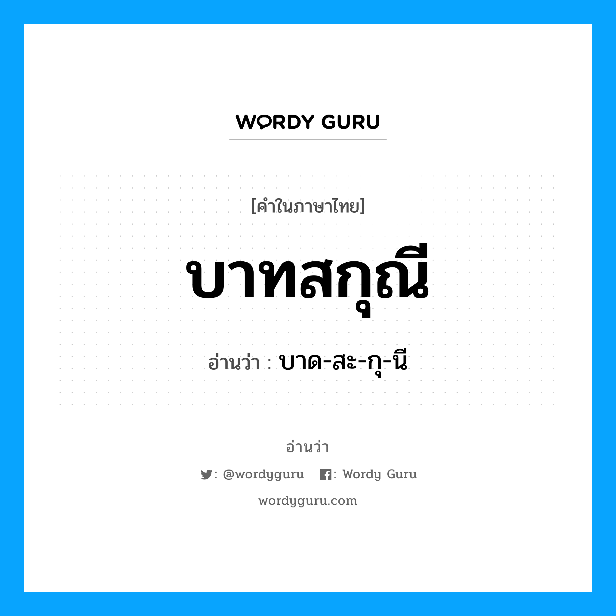 บาด-สะ-กุ-นี เป็นคำอ่านของคำไหน?, คำในภาษาไทย บาด-สะ-กุ-นี อ่านว่า บาทสกุณี