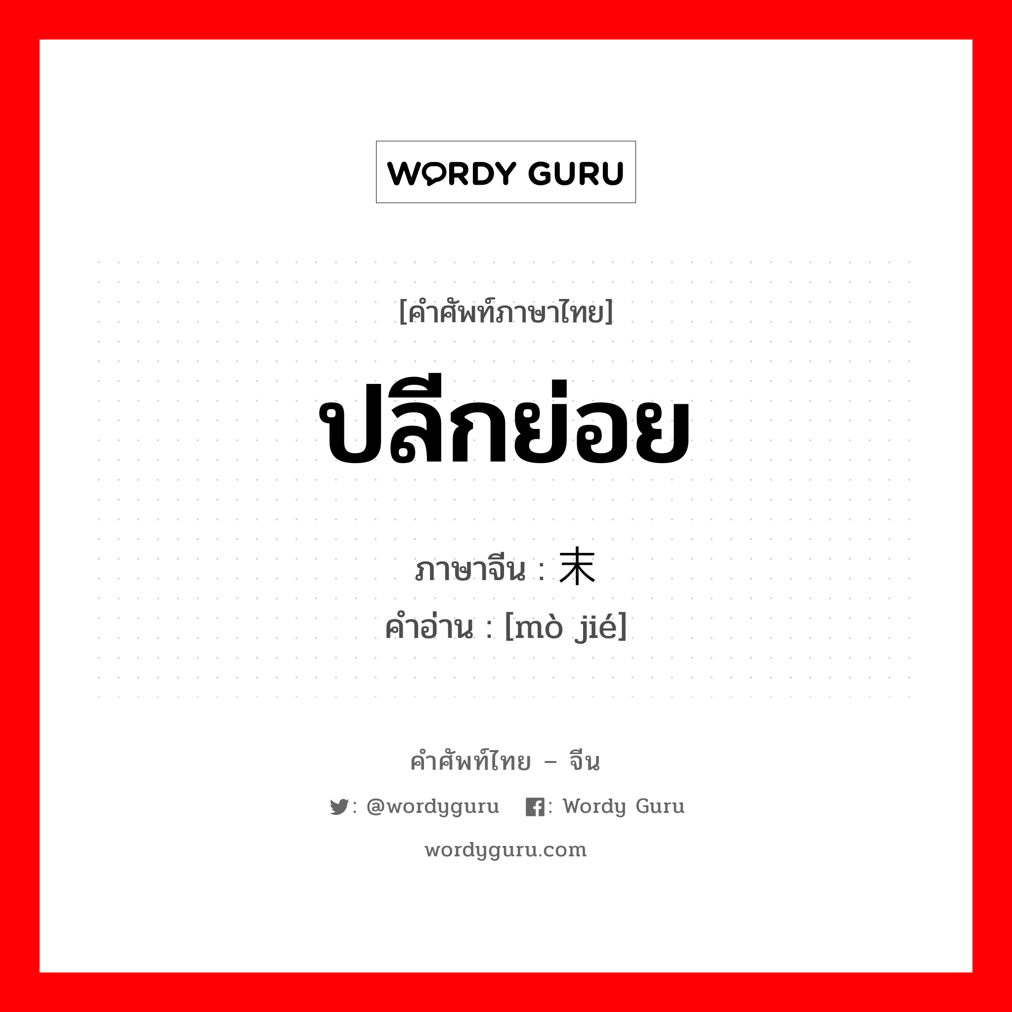 ปลีกย่อย ภาษาจีนคืออะไร, คำศัพท์ภาษาไทย - จีน ปลีกย่อย ภาษาจีน 末节 คำอ่าน [mò jié]