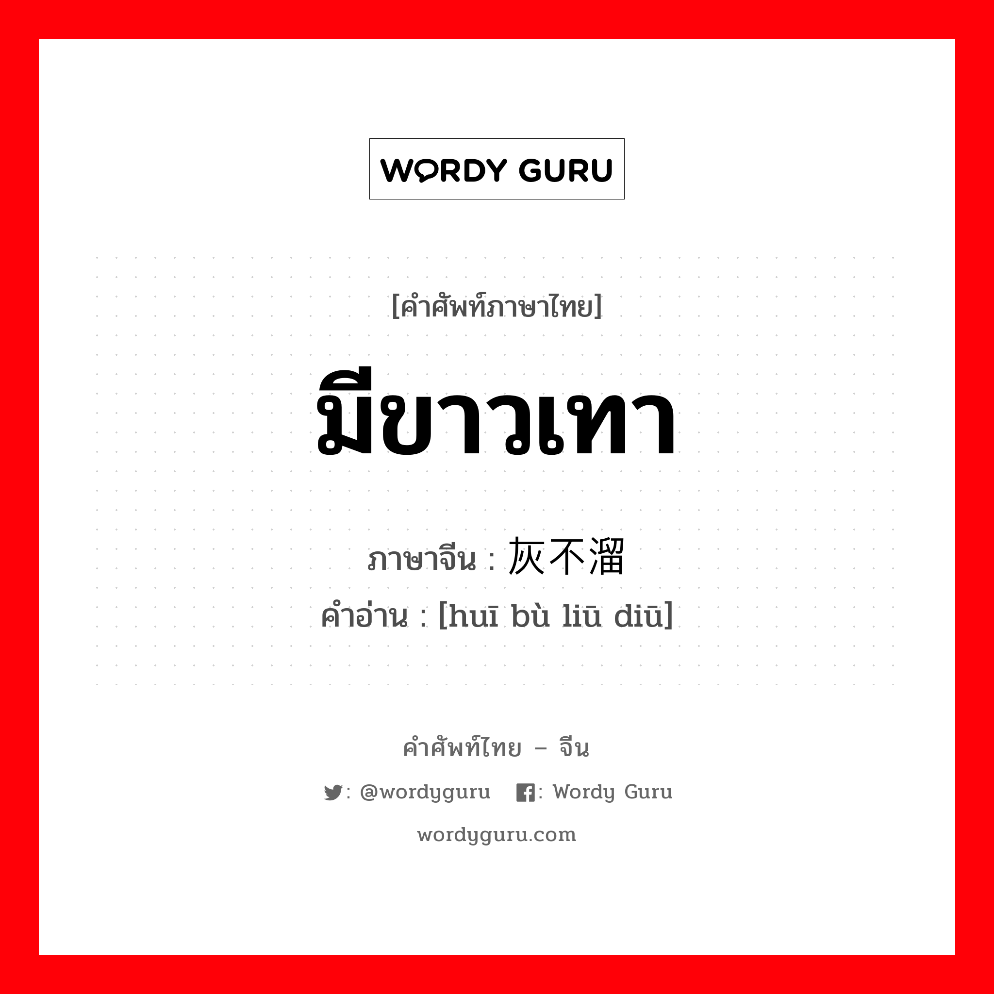 มีขาวเทา ภาษาจีนคืออะไร, คำศัพท์ภาษาไทย - จีน มีขาวเทา ภาษาจีน 灰不溜丢 คำอ่าน [huī bù liū diū]