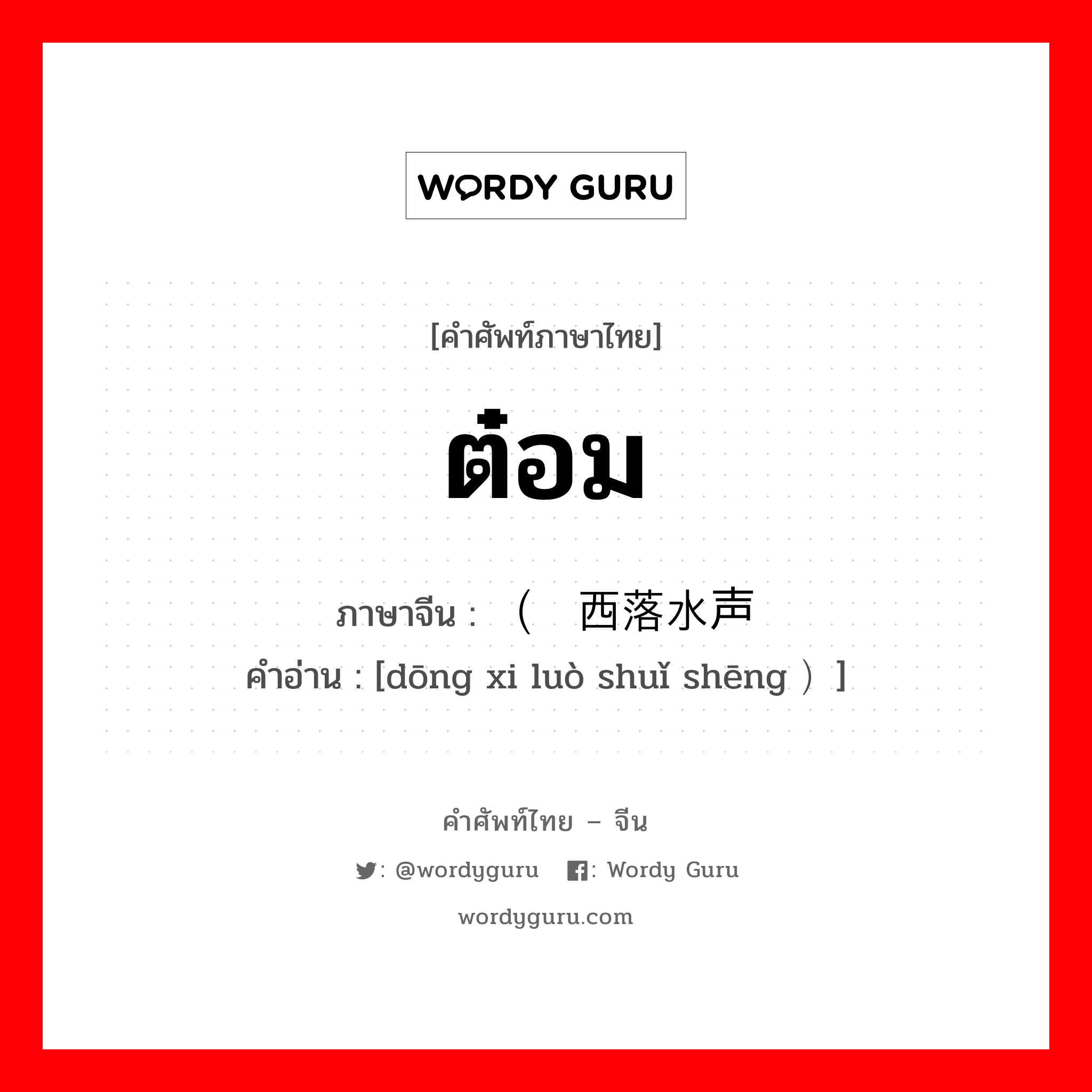 ต๋อม ภาษาจีนคืออะไร, คำศัพท์ภาษาไทย - จีน ต๋อม ภาษาจีน （东西落水声 คำอ่าน [dōng xi luò shuǐ shēng ）]
