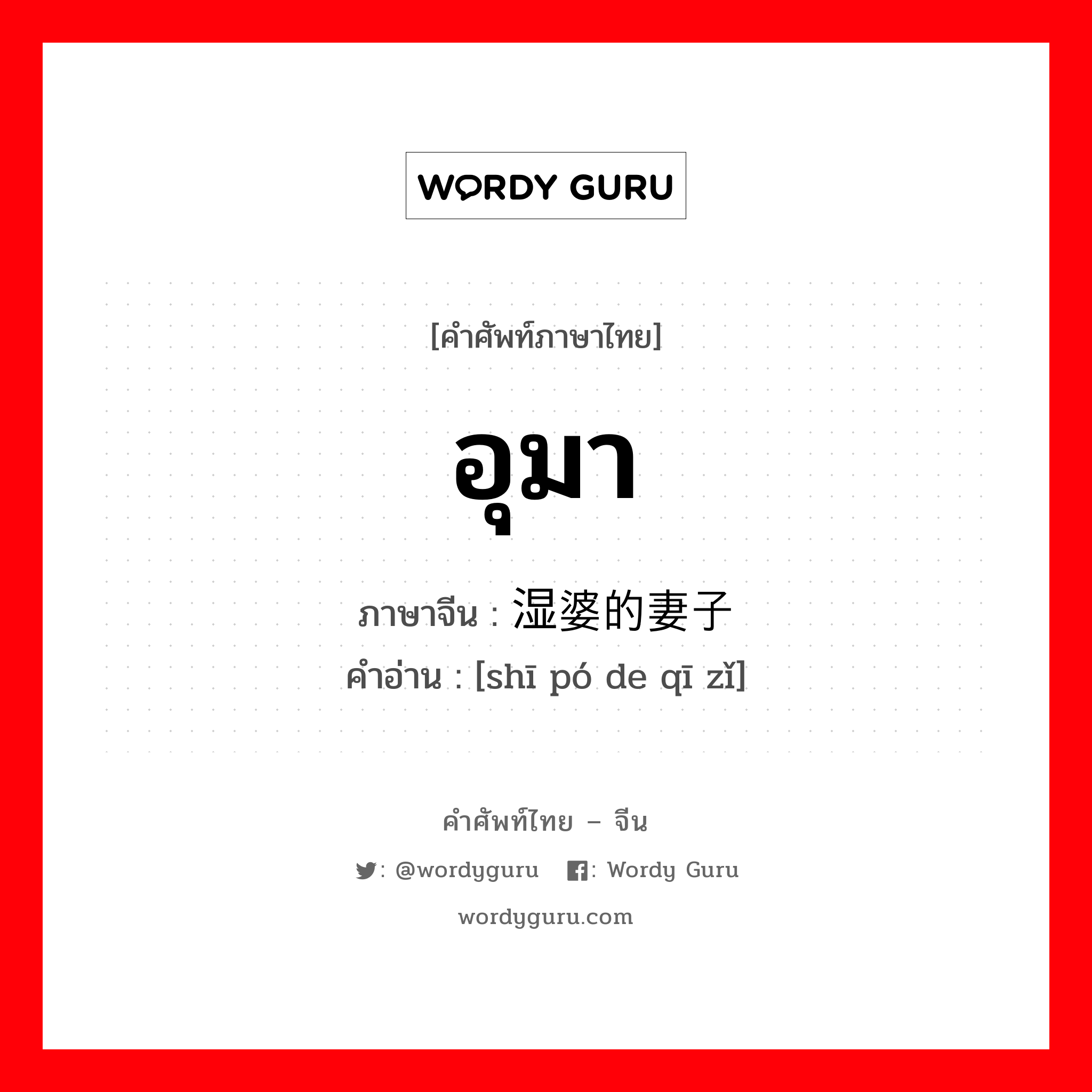 อุมา ภาษาจีนคืออะไร, คำศัพท์ภาษาไทย - จีน อุมา ภาษาจีน 湿婆的妻子 คำอ่าน [shī pó de qī zǐ]