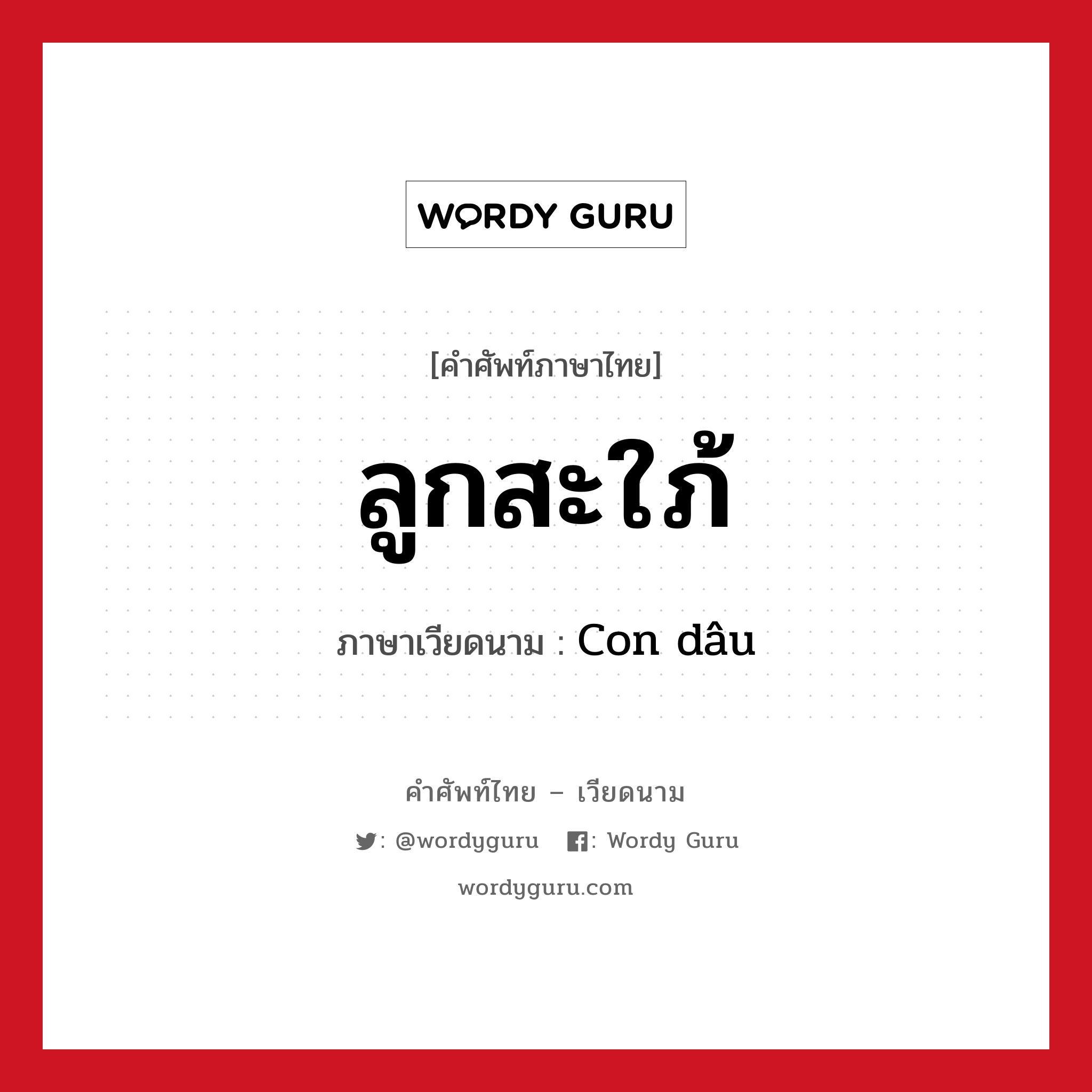 ลูกสะใภ้ ภาษาเวียดนามคืออะไร, คำศัพท์ภาษาไทย - เวียดนาม ลูกสะใภ้ ภาษาเวียดนาม Con dâu หมวด เครือญาติ หมวด เครือญาติ
