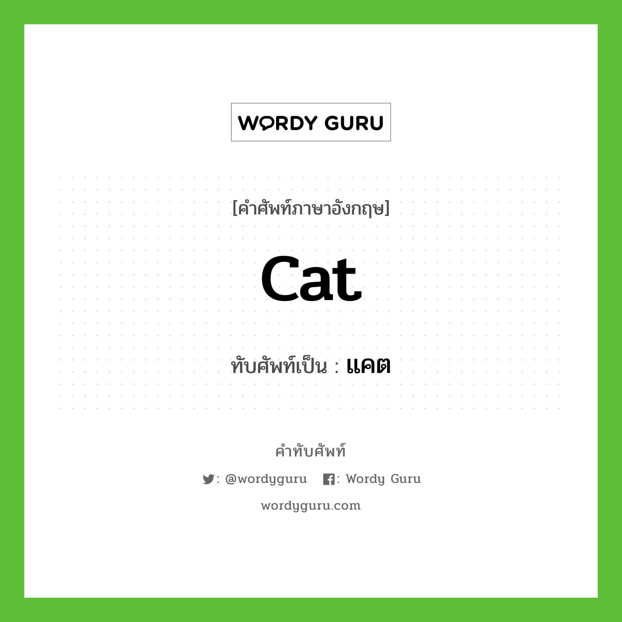 cat เขียนเป็นคำไทยว่าอะไร?, คำศัพท์ภาษาอังกฤษ cat ทับศัพท์เป็น แคต