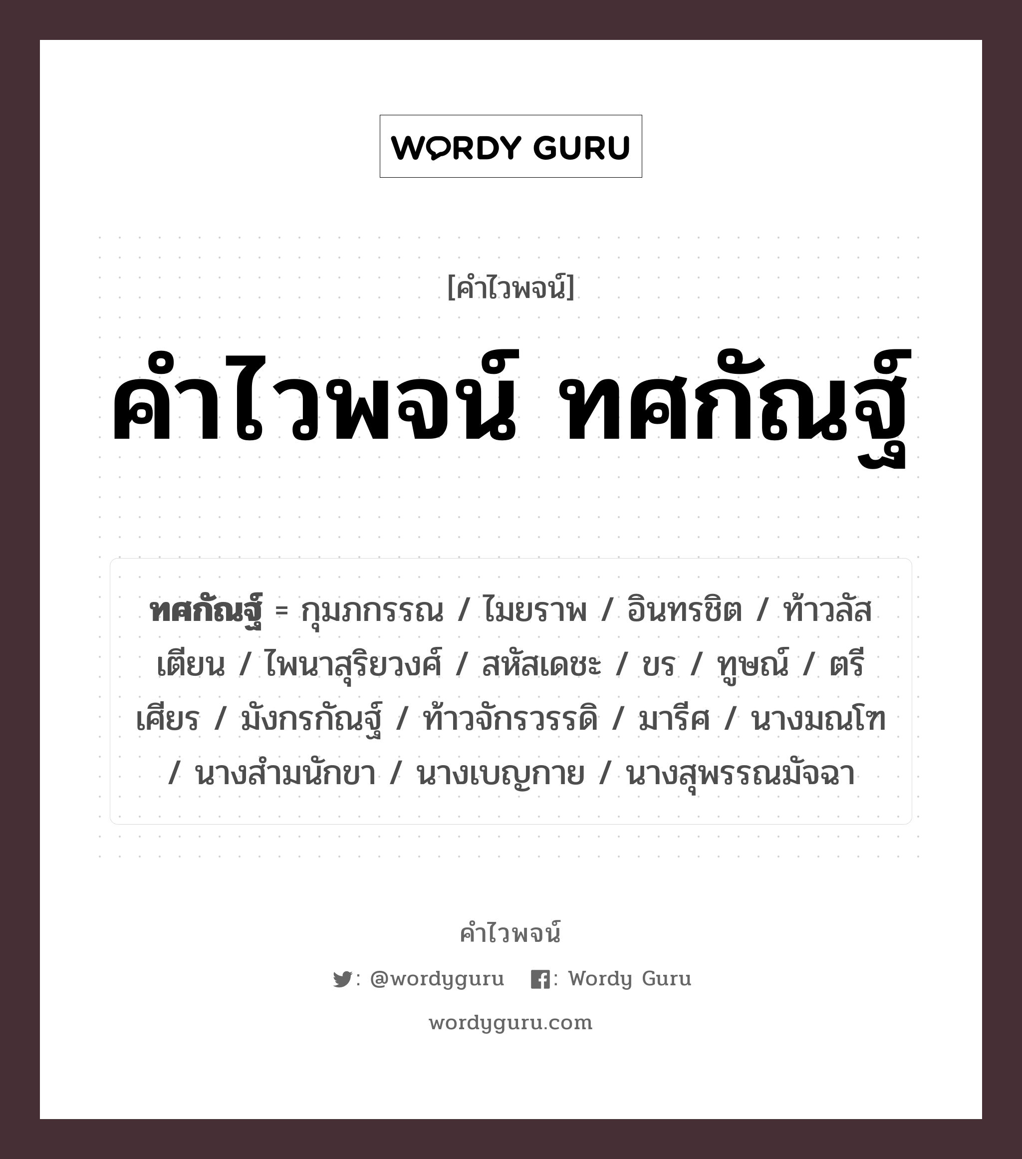 คำไวพจน์ ทศกัณฐ์ คืออะไร?, คำในภาษาไทย มังกรกัณฐ์ กลุ่มคำไวพจน์ คำไวพจน์กลุ่ม วรรณคดี/เทพนิยาย หมวด คำไวพจน์ ทศกัณฐ์